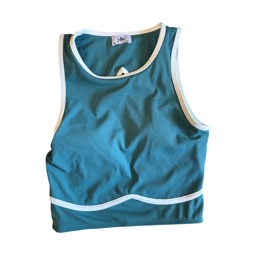 Yllw The Label Green Open Back Sports Bra Size Small